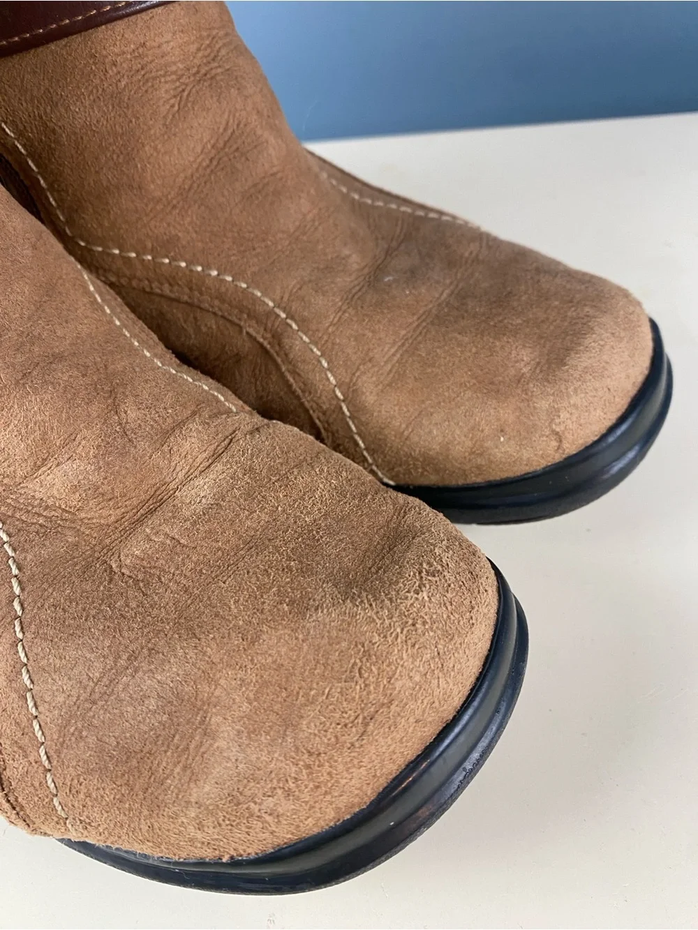 Vintage Clark’s Women’s Size 6 Suede Fleece Lined Winter Boots Y2K Brown Leather
